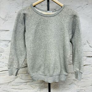 Vintage 60s 70s Sears Grey Gray Blank Crewneck Sweatshirt Raglan Medium